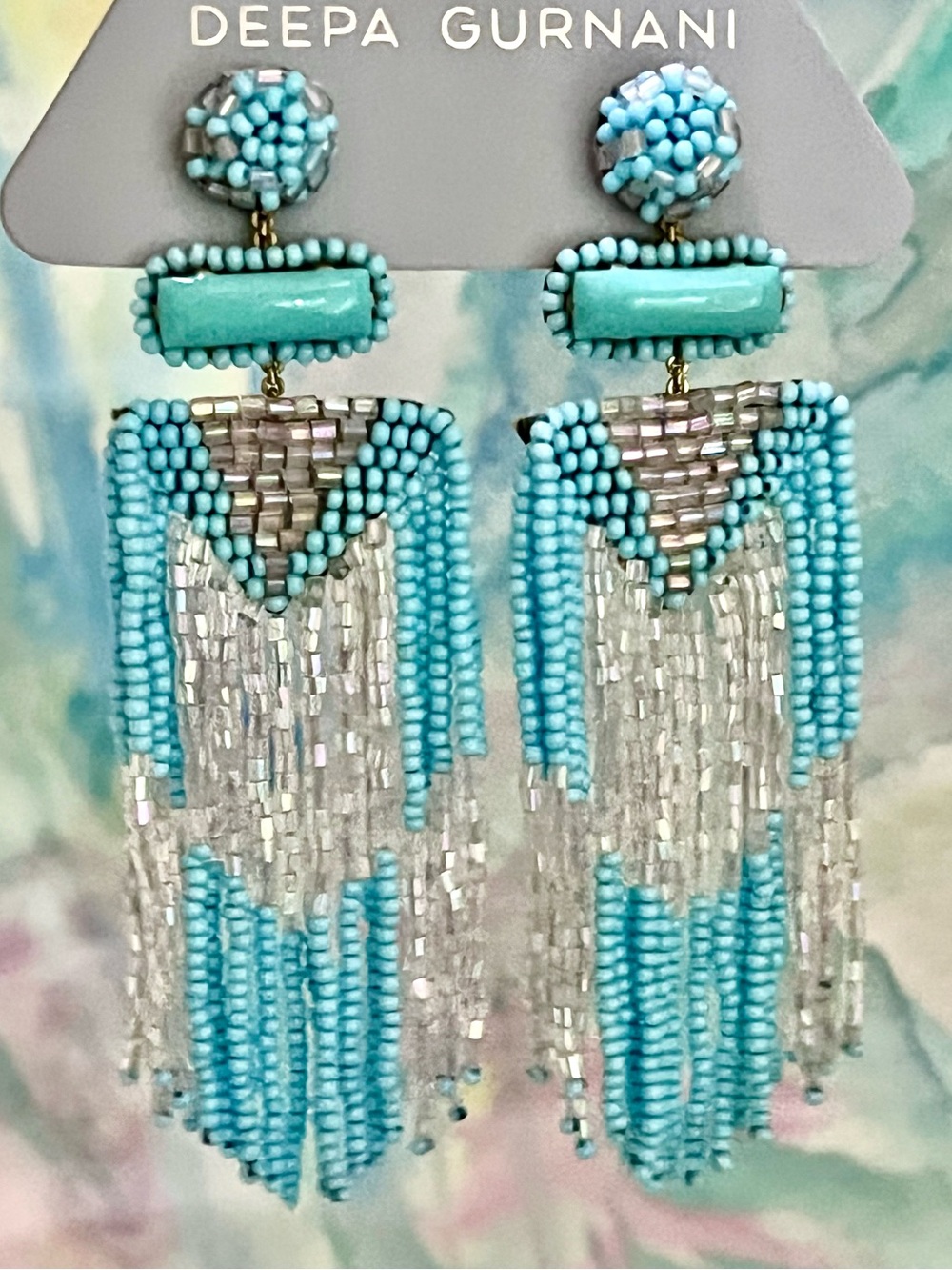 NWT Deepa Gurnani Beaded Fringe Chandeliers - Picture 4 of 17